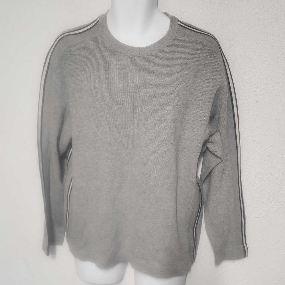 GAP Men's stylish heavy-duty sweater shirt, grey-blue and white in size Medium